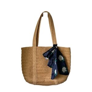 Draper James - Woven tote with Magnolia Print Scarf - Natural - Straw